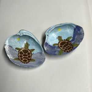 1/ Hand Painted Sea Turtle Shell Trinket Dishes Choose One
